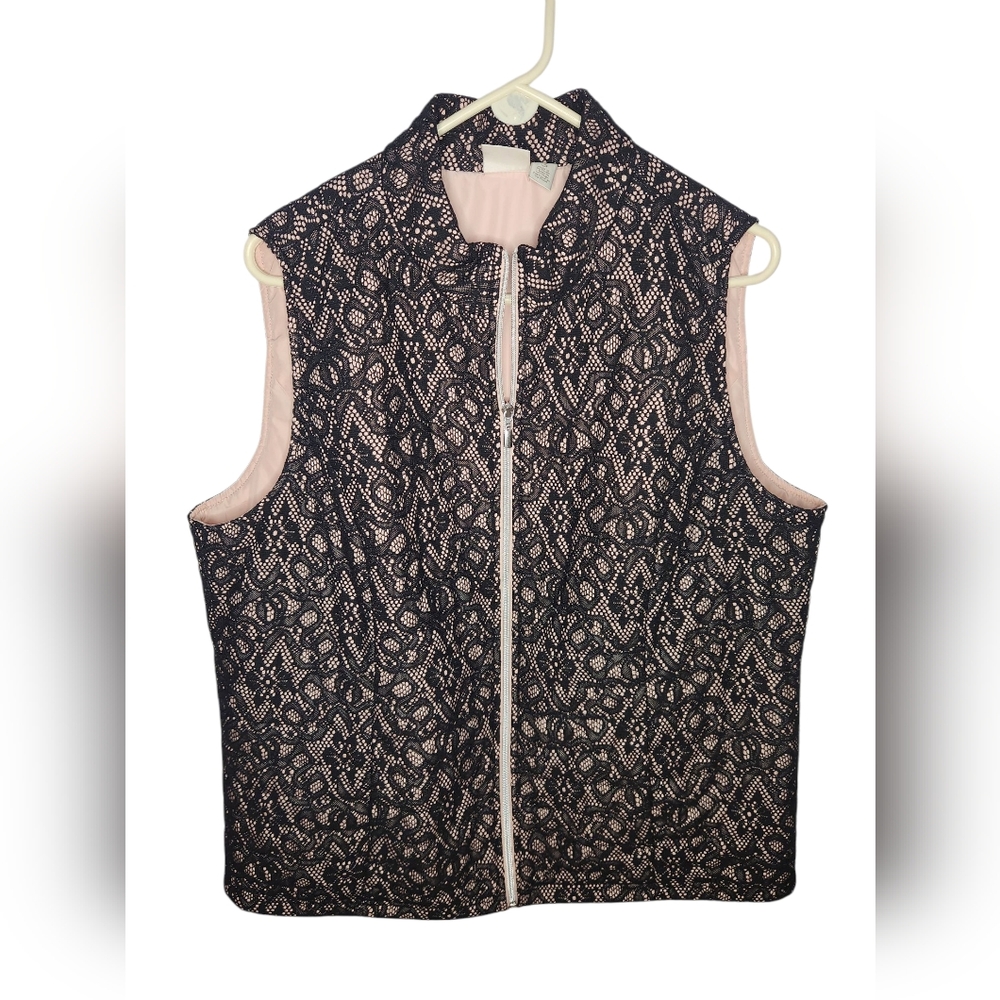 Zenergy By Chico's Lightweight Vest Black Mesh Overlay Size 3 (L)